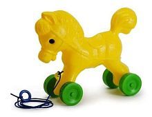Каталка-игрушка Росигрушка Лошадка (9107) желтый/зеленый