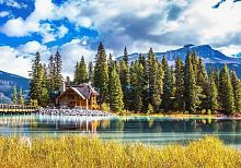 Алмазная мозаика Одинокий домик у озера, 30х40 см, 23 цв., полн. заполнение, с подр.