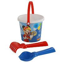 Набор Disney «Микки и Весёлые гонки» №1: ведро малое с наклейкой, совок №2, грабельки №2