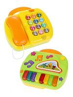 Музыкальная игрушка 2в1 "Пианино и телефон": свет, музыка, звуки, 3xАА, не включ.