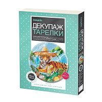 Декупаж тарелки Тигр в отпуске