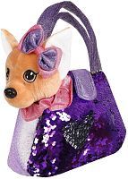 Мягкая игрушка Fluffy Family Щенок в сумочке с пайетками, 19 см