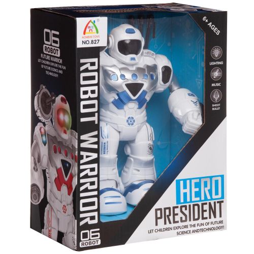 Робот Junfa Герой, электромеханический свет, звук, бело-голубой фото 3
