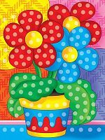 Набор для творчества Рыжий кот Алмазная мозаика ЦВЕТЫ В ГОРШОЧКЕ, с подрамником с полным заполнением 10*15см