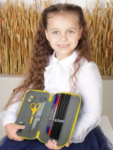 Пенал SKYTIGER Котёнок трёхуровневый с наполнением 46 предметов фото 2