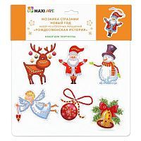 Мозаика стразами Maxi Art Новый Год набор из 6 Ёлочных украшений Рождественская История