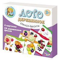 Лото деревянное. Учись играя. Овощи и фрукты