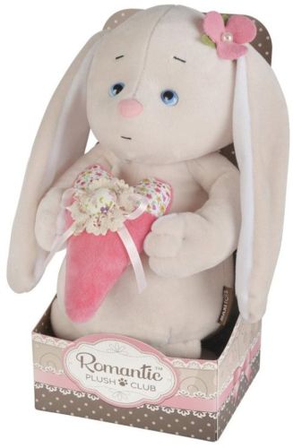 Мягкая игрушка Maxitoys Романтичный зайчик с розовым сердечком, 20 см