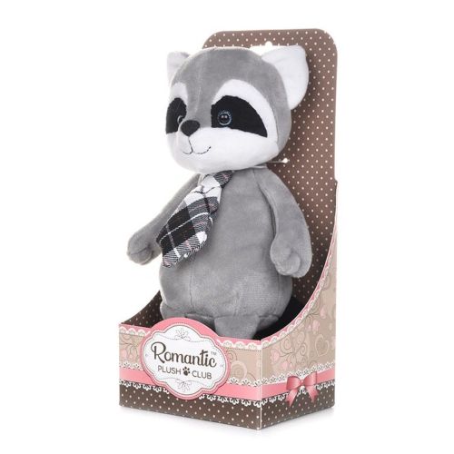 Мягкая Игрушка Романтичный Енотик в Клетчатом Галстучке, 25 см