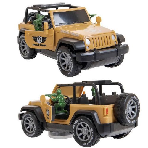 Машинка Junfa Джип военный (движение+вращение) желтый фото 3