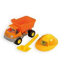 Набор для песка:Самосвал c каской и лопатой