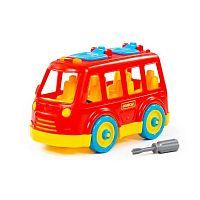 Конструктор транспорт Автобус (в сеточке) красный