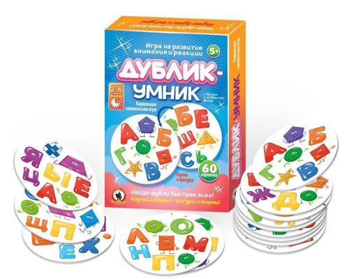 НИ Дублик-умник Буквы и фигуры,60 карточек