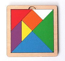 Игра головоломка деревянная Танграм (цветная, малая)