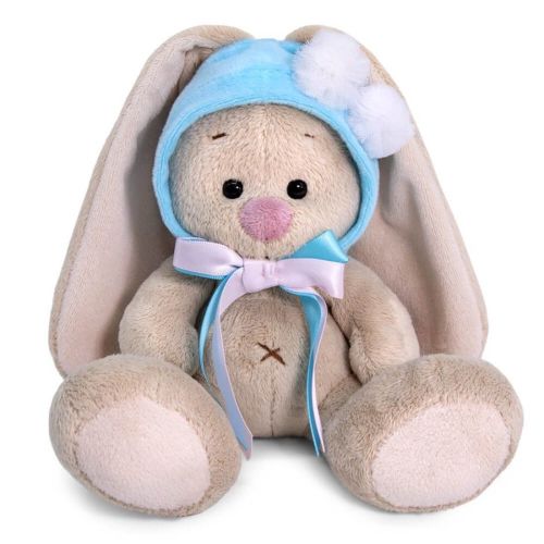 Зайка Ми в шапочке с белыми помпонами 15 см