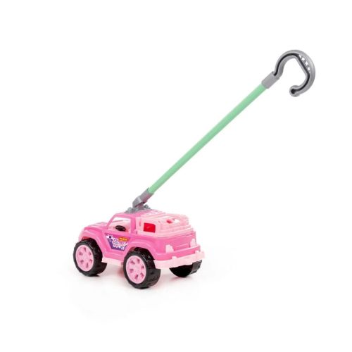 Игрушка-каталка ПОЛЕСЬЕ автомобиль Легионер с ручкой (розовый) фото 4