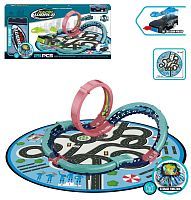 Трек Junfa с разбивающейся машинкой на батарейках, игровой зоной, в коробке