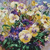 Набор для творчества Белоснежка алмазная Мозаика на раме Ноктюрн Анютины глазки 30*30 см