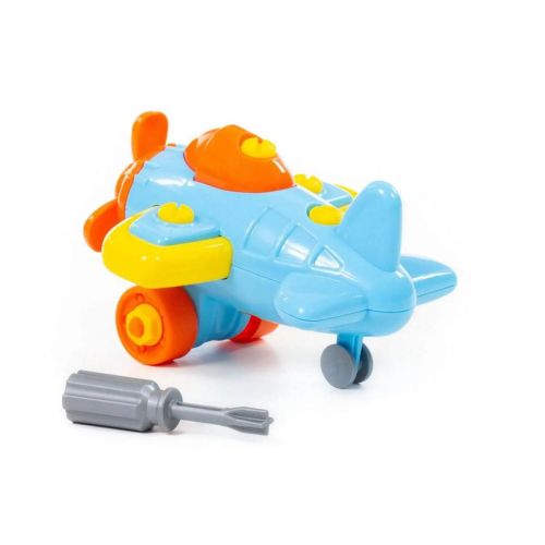 Конструктор Транспорт Самолёт 19 элементов в пакете, голубой фото 3