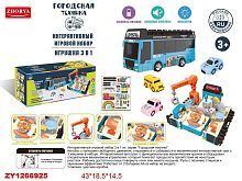 Игровой набор Junfa Туристический автобус-трансформер синий с треком