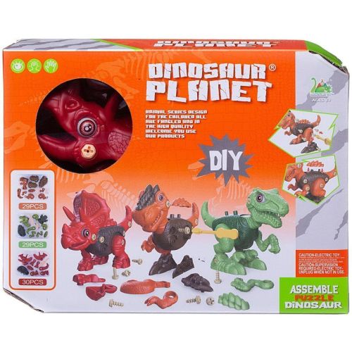 Конструктор Junfa Динозаврик 20х16 см с отверткой красный WZ-13907 фото 9