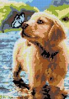 Алмазная мозаика 21 х 30 см полное заполнение Любопытный щенок