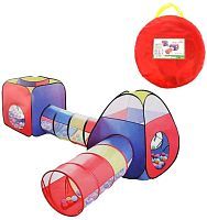 Палатка Наша игрушка Комплекс из 2 палаток с 2 туннелями 985-Q74, синий/красный/желтый
