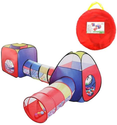 Палатка Наша игрушка Комплекс из 2 палаток с 2 туннелями 985-Q74, синий/красный/желтый