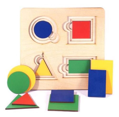 Рамка-вкладыш Нескучные игры Больше-меньше Геометрия (7909), 12 дет.