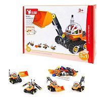 Машинка "Строительная техника", 5 в 1, 38 деталей + 5 карт, 35х25х11 см
