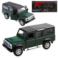 Машинка металлическая Uni-Fortune RMZ City 1:35 Land Rover Defender, инерционная, темно-зеленый матовый цвет, 16.5 x 7.5 x 7 см