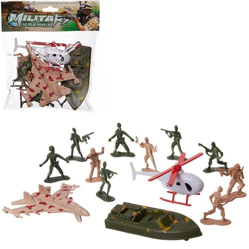 Солдатики Junfa пластмассовые, в пакете,13 предметов, 22x22x4см