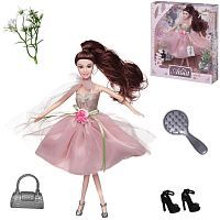 Кукла Junfa Atinil Цветочная гармония (в бледно-розовом платье) в наборе с аксессуарами, 28см, шатенка