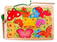 Игра-пазл дерев. магнитная Бабочки, 24дет., 2 удочки