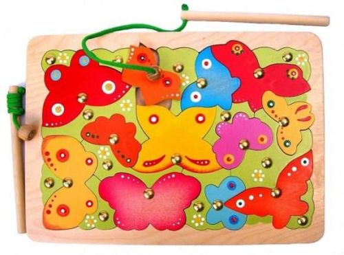 Игра-пазл дерев. магнитная Бабочки, 24дет., 2 удочки