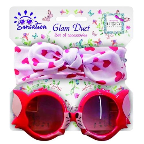 Солнцезащитные очки для детей и повязка для волос, цвет красный