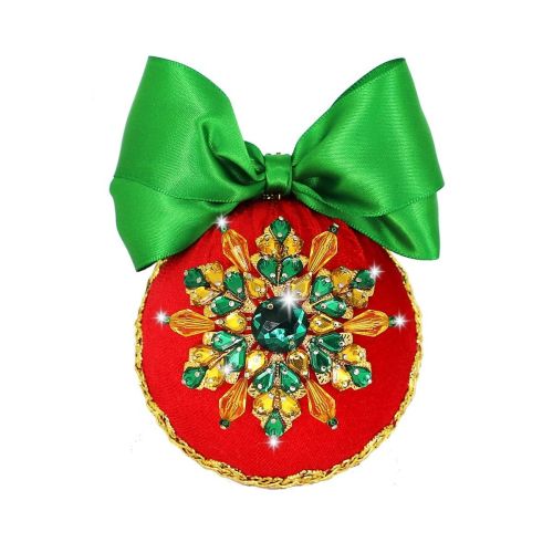 Шар новогодний "Снежинка" красная