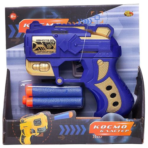 Бластер Abtoys Космобластер с 4 мягкими пулями (синий) фото 4
