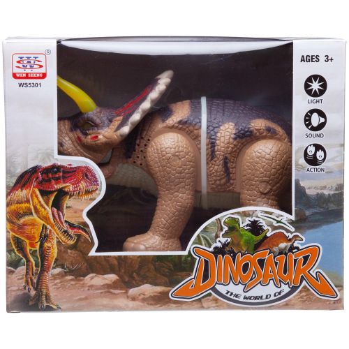 Динозавр Junfa Трицератопс, световые и звуковые эффекты, коричневый фото 5