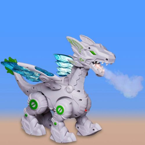 Робот Junfa Дракон огнедышащий пар из пасти, движение, звук, свет фото 8