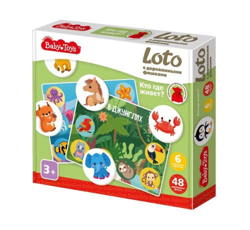 Лото с деревянными фишками Кто где живет? Baby Toys