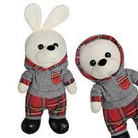 Мягкая игрушка Abtoys Knitted. Зайка вязаный мальчик в сером худи 25см