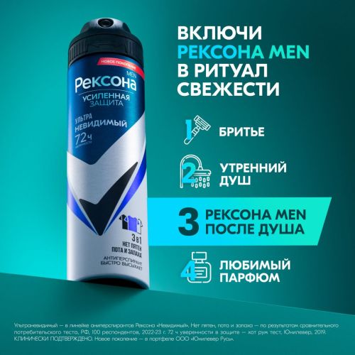 Рексона Men Антиперспирант Аэрозоль Ультраневидимый 150мл фото 12