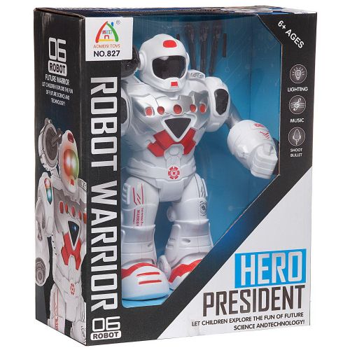 Робот Junfa Герой, электромеханический свет, звук, бело-красный фото 4