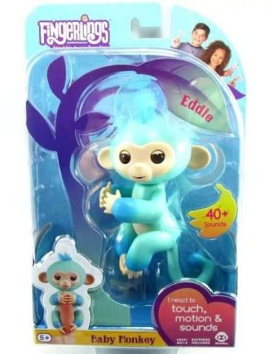 Интерактивная обезьянка Эдди голубая 12 см