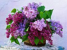 Алмазная мозаика Сирень в корзине, 30х40 см, 25 цв, полн. заполнение, с подр.