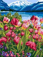Алмазная мозаика 30 х 40 см Тюльпаны (частичное заполнение)