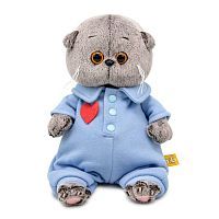 Басик BABY в голубом комбинезоне с сердечком 20 см