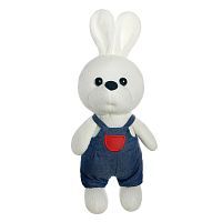 Мягкая игрушка Abtoys Knitted. Зайка мальчик вязаный, 25см в джинсовом комбинезончике