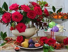 Алмазная мозаика Красочный натюрморт 40х50 см, 30 цв, полн. заполнение, с подр.